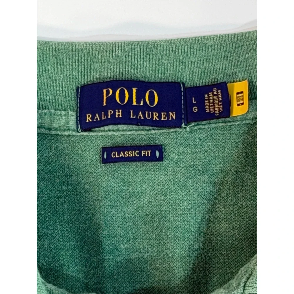 Polo Ralph Lauren Mens Large‎ Green Classic Fit Mesh Short Sleeve Polo Shirt